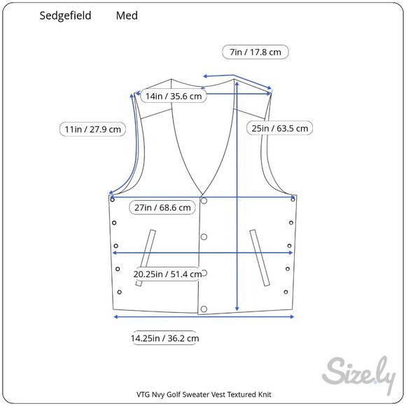Sedgefield Vintage Navy Gold Sweater Vest Textured Knit Medium - Picture 7 of 7